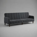 Canapé droit 3 places en velours polyester gris anthracite, 210 × 82 × 82 cm