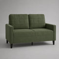Canapé droit 2 places en microfibre polyester vert olive, 145 × 78 × 86 cm
