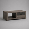 Table basse rectangulaire avec rangement en panneaux de particules mélaminés, effet chêne gris et anthracite, 100 × 50 × 45 cm