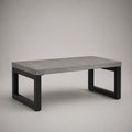 Table basse rectangulaire en MDF effet béton gris et acier noir, 100 × 50 × 45 cm
