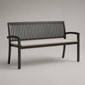 Banc extérieur 2 places en acier noir avec coussin en tissu beige, 127 × 60 × 85 cm