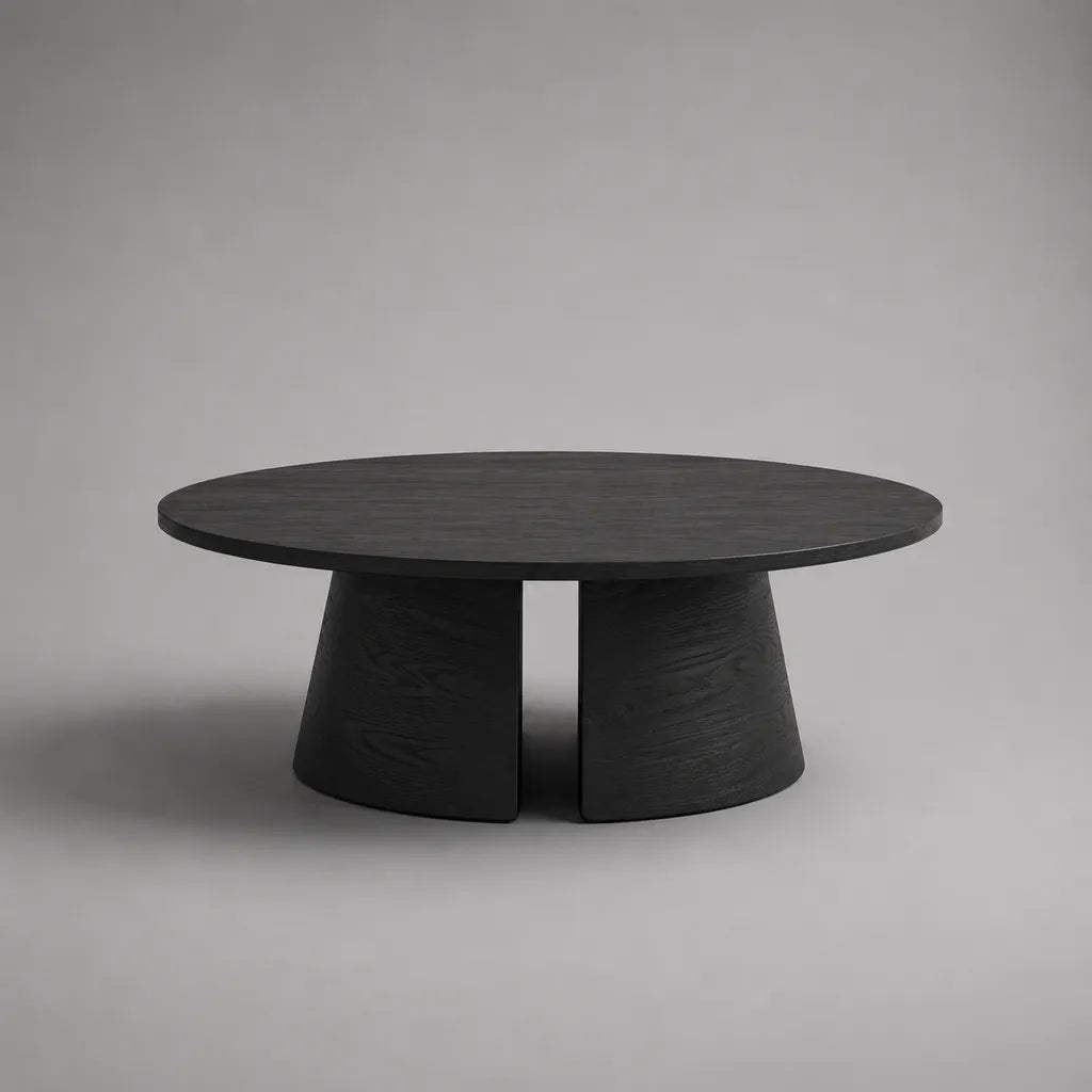 Table basse ronde en bois noir Ø 100 × H 40 cm
