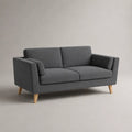 Canapé droit 2 places en polyester gris foncé avec pieds en hêtre massif, 160 × 82 × 84 cm