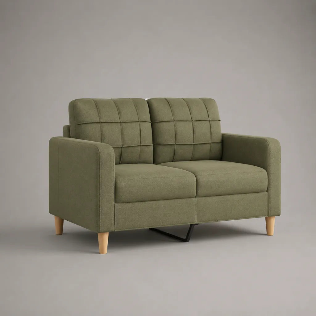 Canapé convertible 2 places en tissu polyester vert olive, 145 × 84 × 88 cm