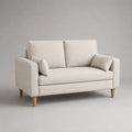 Canapé droit 2 places en tissu écru avec 2 coussins, 150 x 82 x 84 cm