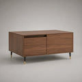 Table basse rectangulaire avec rangement en MDF plaqué noyer marron, 100 × 55 × 50 cm